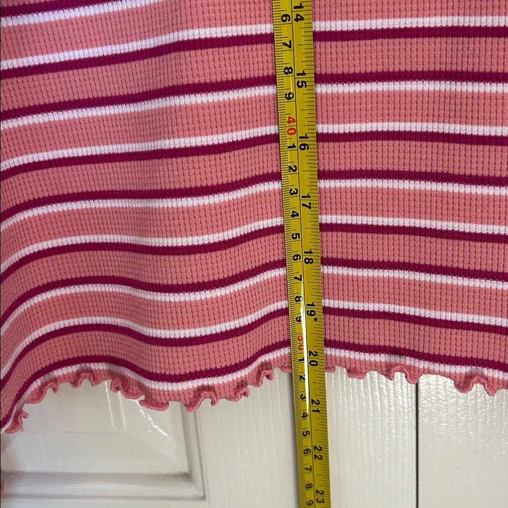 Pink Striped Shirt w/ Ruffled Hems - Picture 7 of 9